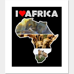 I Love Africa Wildlife Collage Map Posters and Art